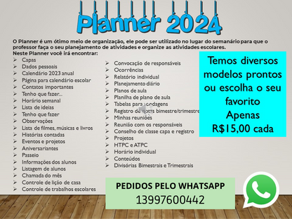 Planner 2024 P/ Professores - Vários Temas (PARTE 1)