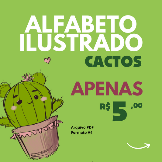 Alfabeto Ilustrado de Parede - Cactos