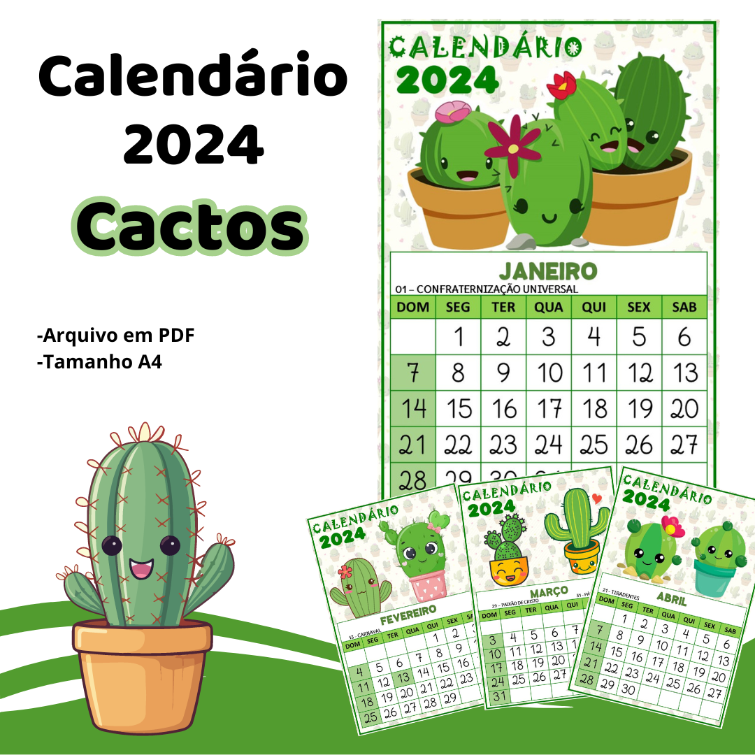 Calendário 2024 - Cactos