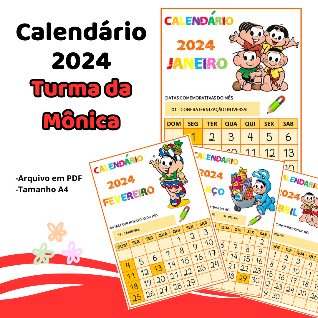 Calendário 2024 - Turma da Mônica