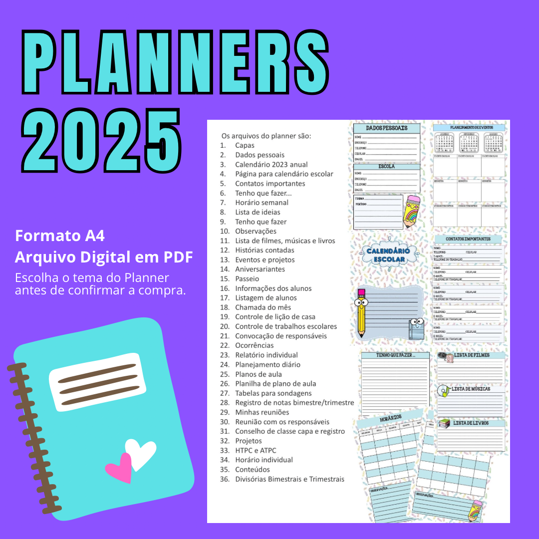 Planner 2025 P/ Professores - Vários Temas (PARTE 2)