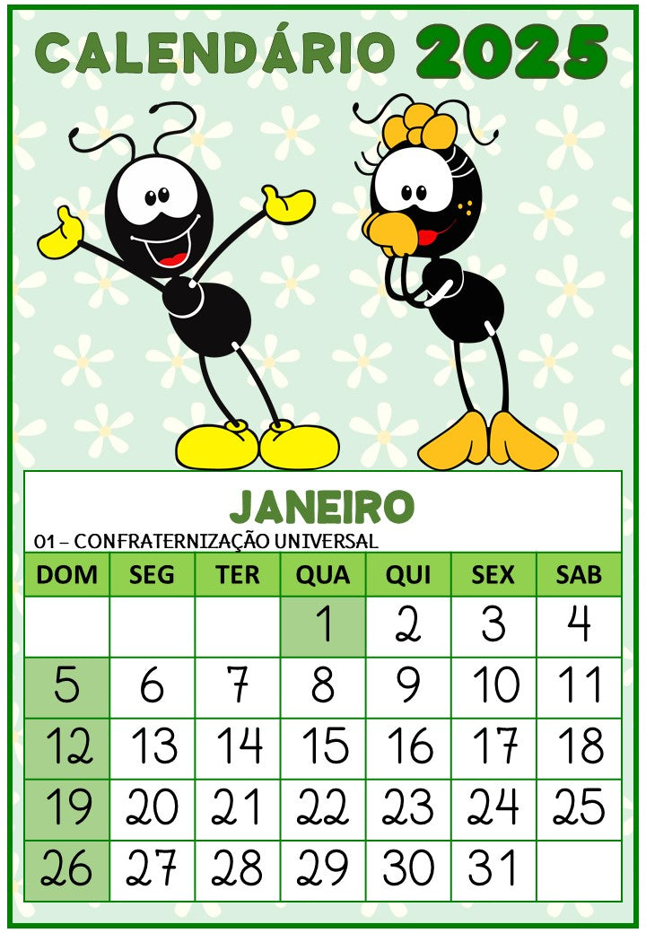 Calendário 2025- Smilinguido Verde (PDF)