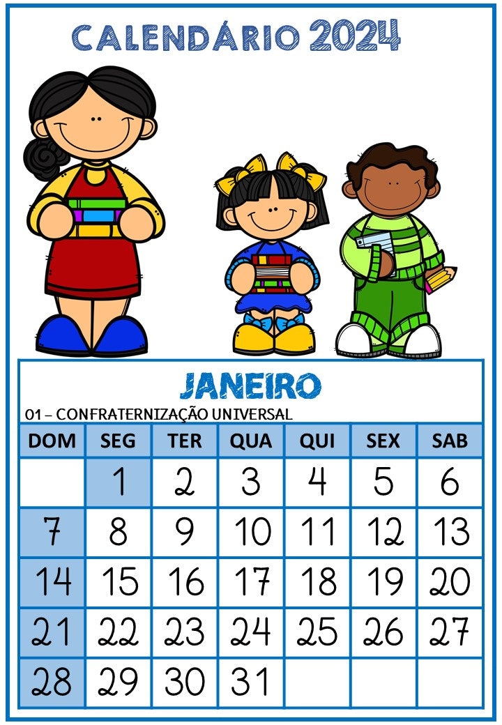 Calendário 2024 - Crianças