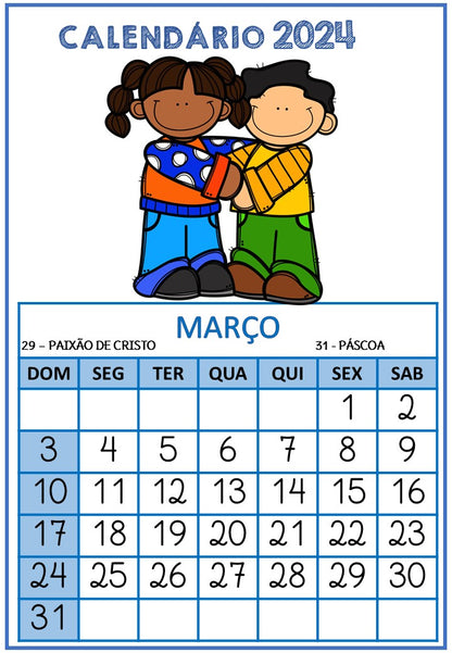 Calendário 2024 - Crianças