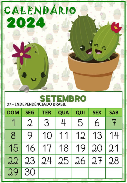 Calendário 2024 - Cactos